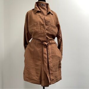 Zara Brown Belted Utility Romper Size M